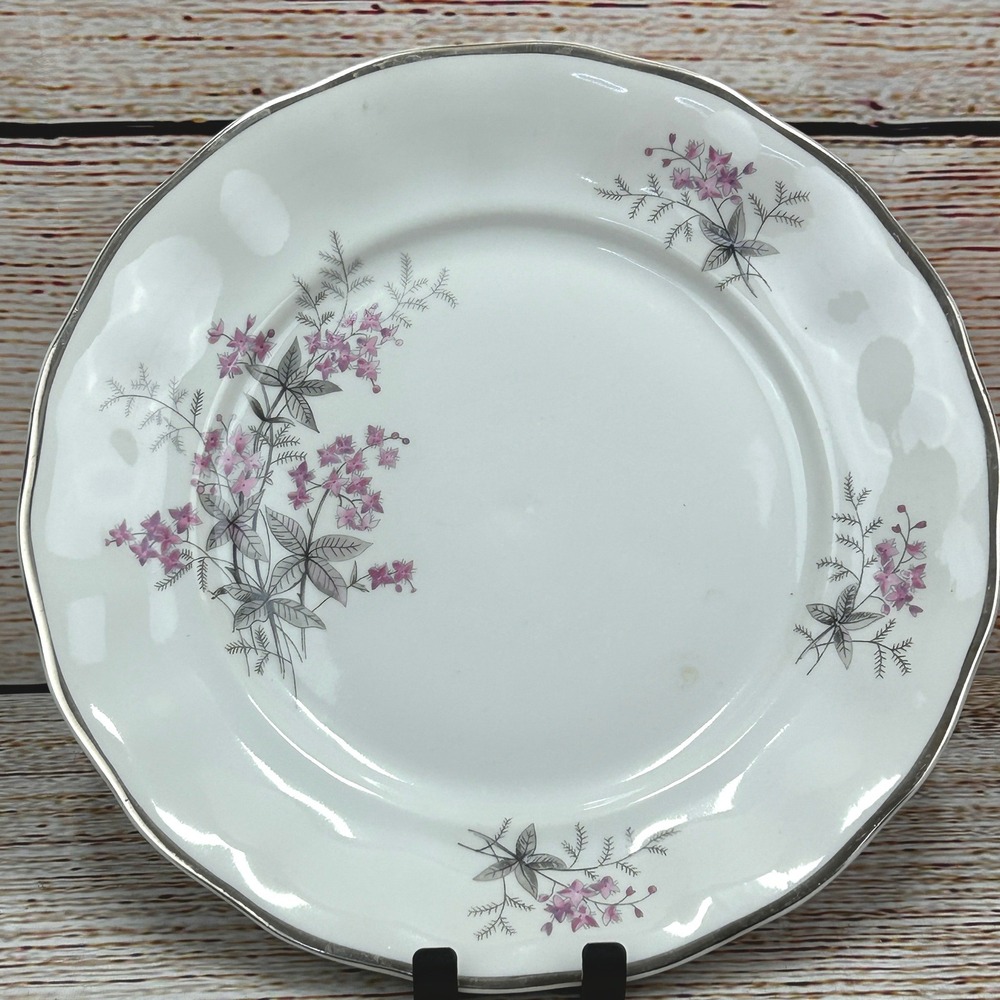 Favolina‎ Karolina Jarolina Poland China Dinner Plate Silver Scalloped 3879 1